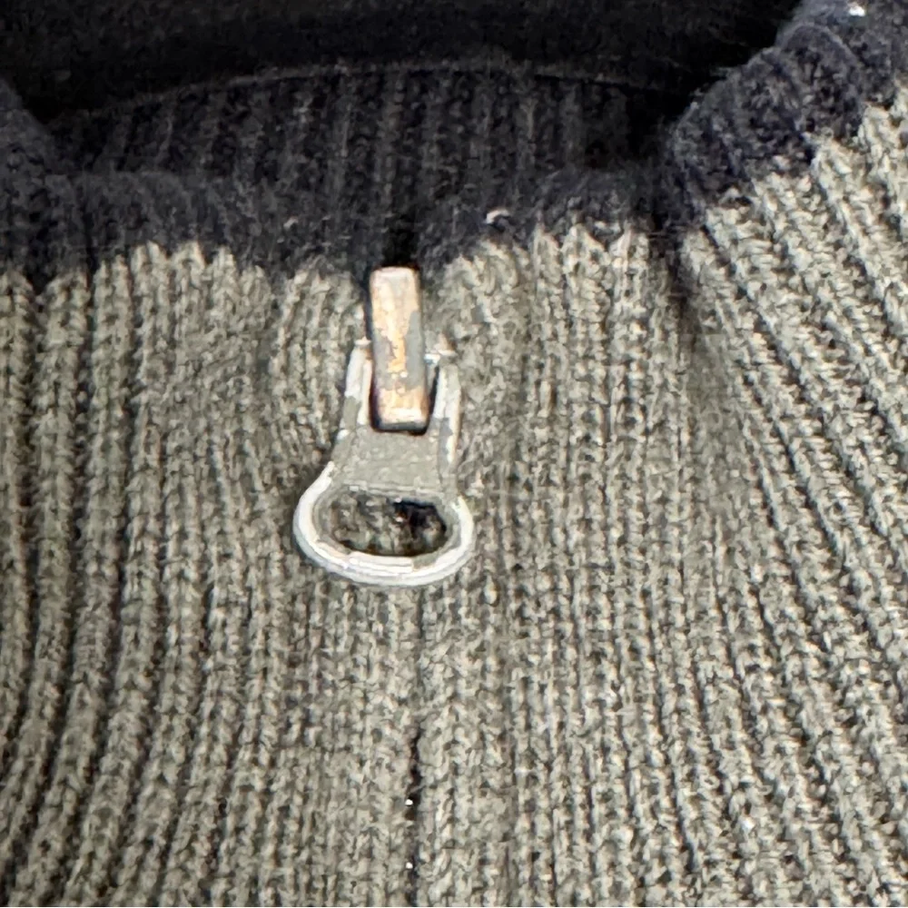 Men’s Thick Ribbed Quarter Zip Sweater XL Olive Cozy Cabin Core Gorpcore Office